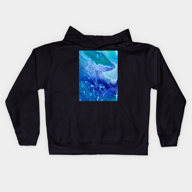 Rain - Cool Color Acrylic Pour Kids Hoodie by dnacademic